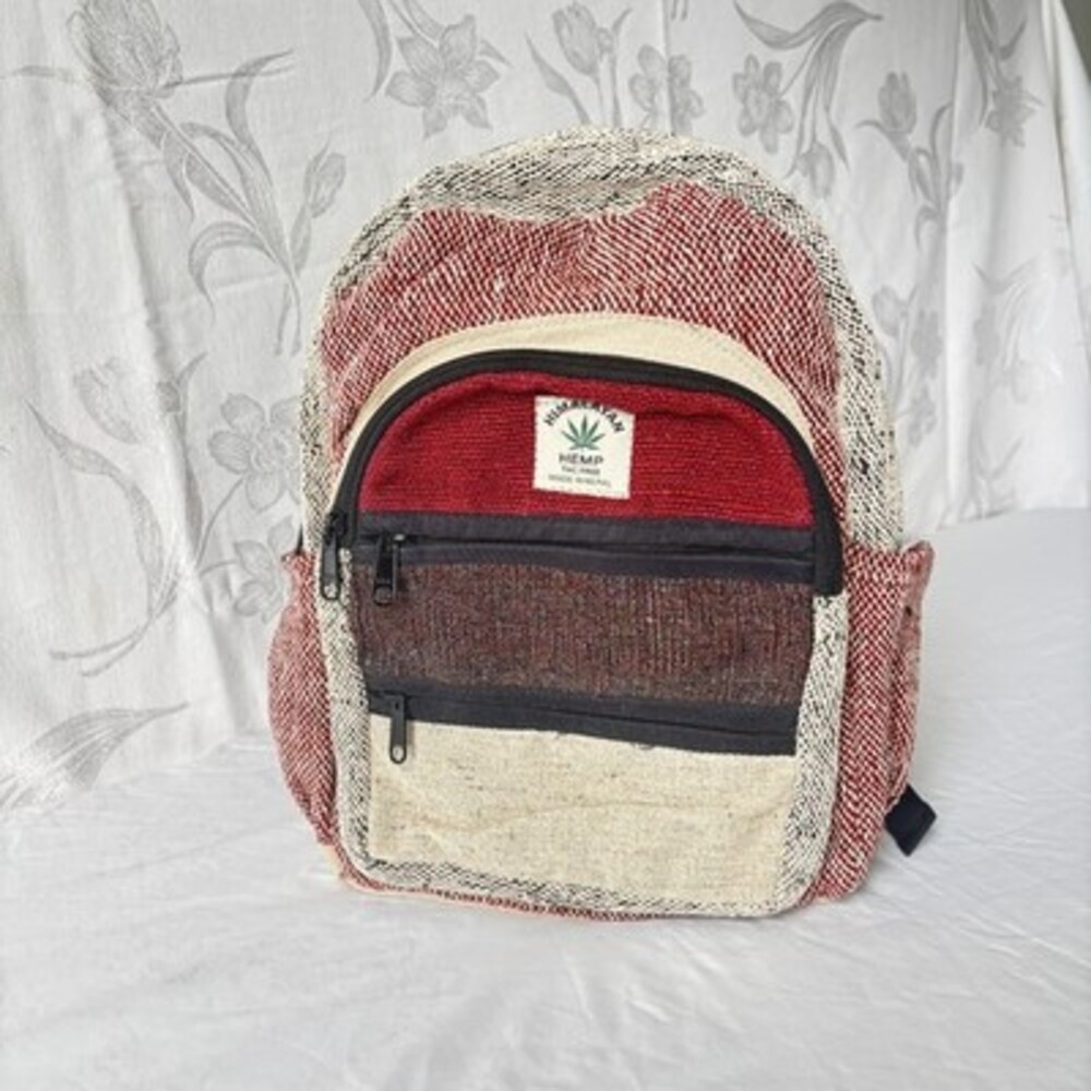 Boho Hippie Himalayan Hemp mini Backpack Nepal handcrafted festive tribal